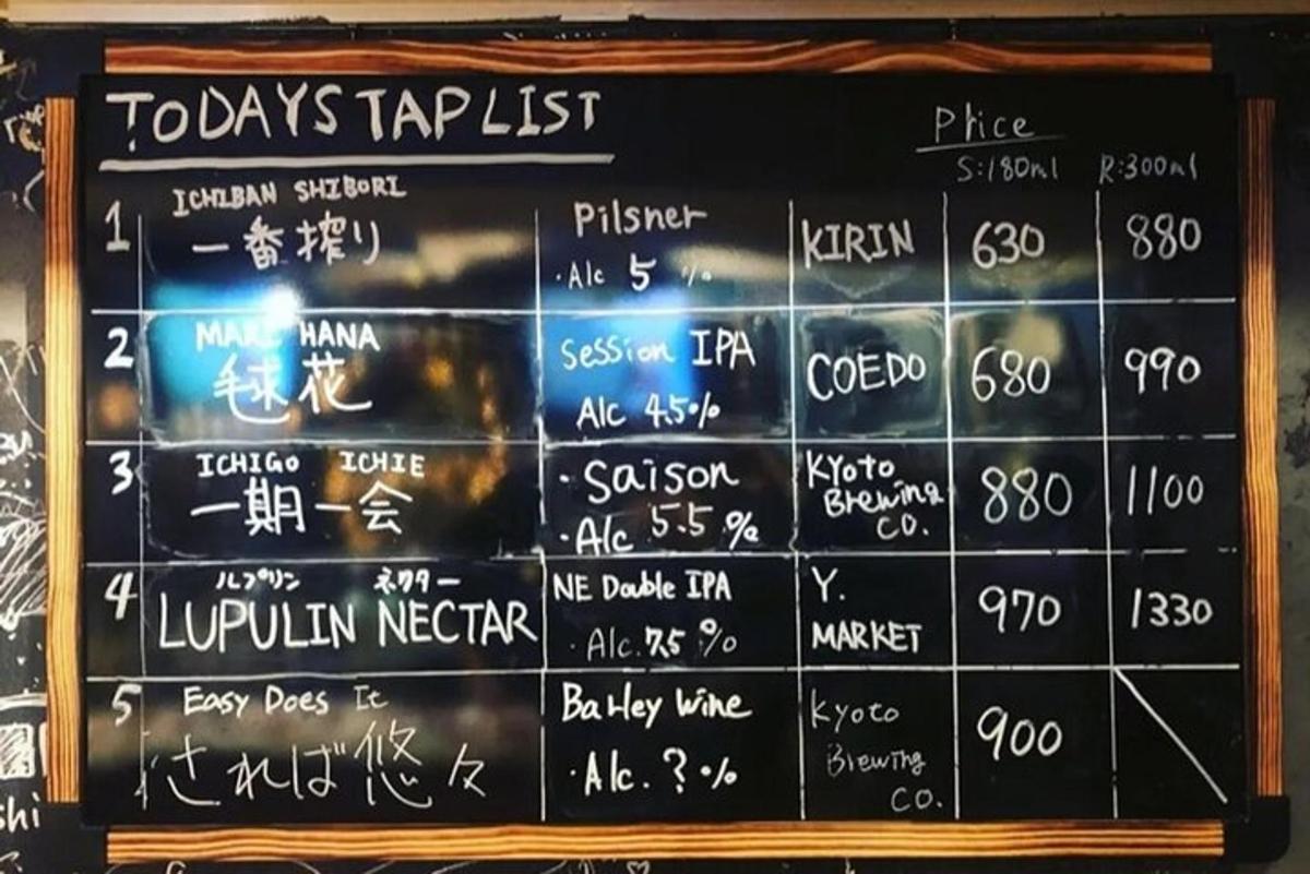 papan tulis dengan menu di dinding restoran