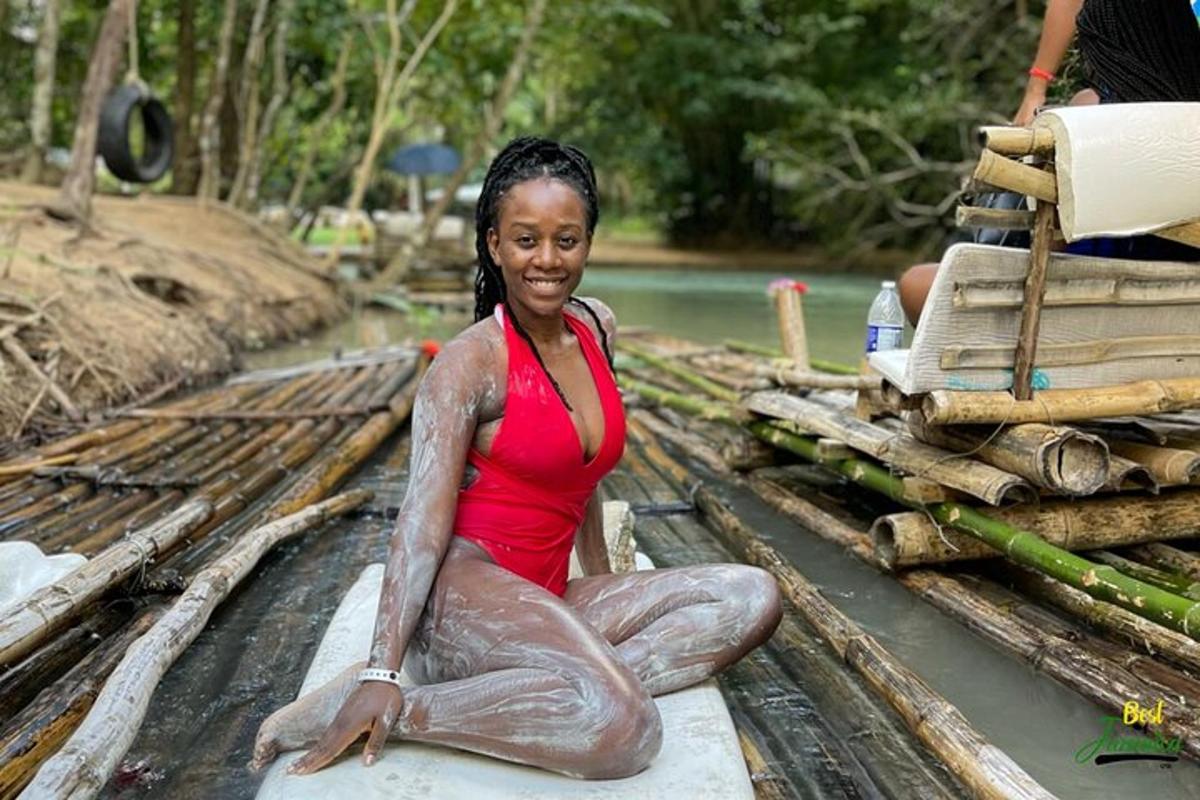 a woman sitting on a raft in the water
