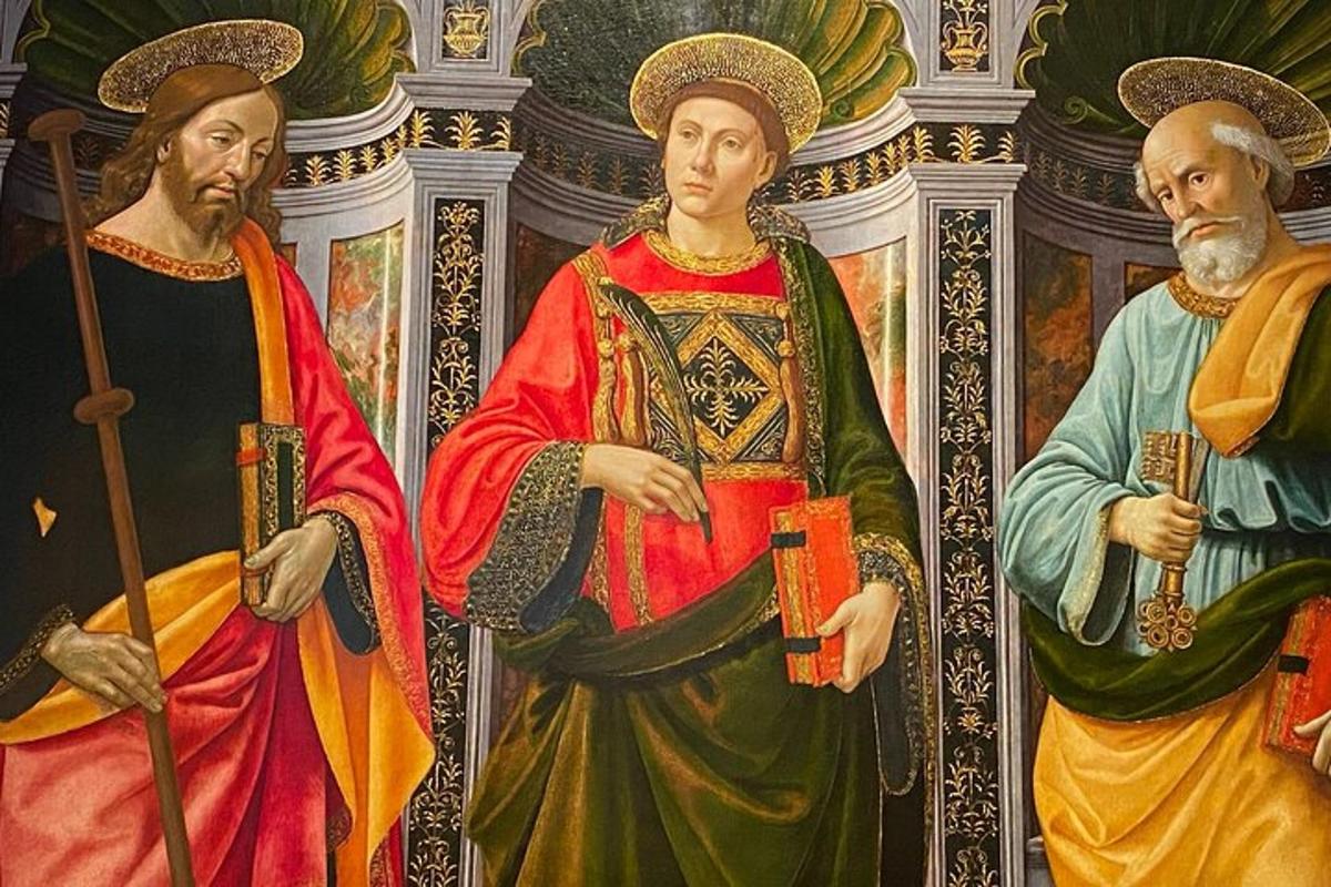 a painting of three apostles in a church