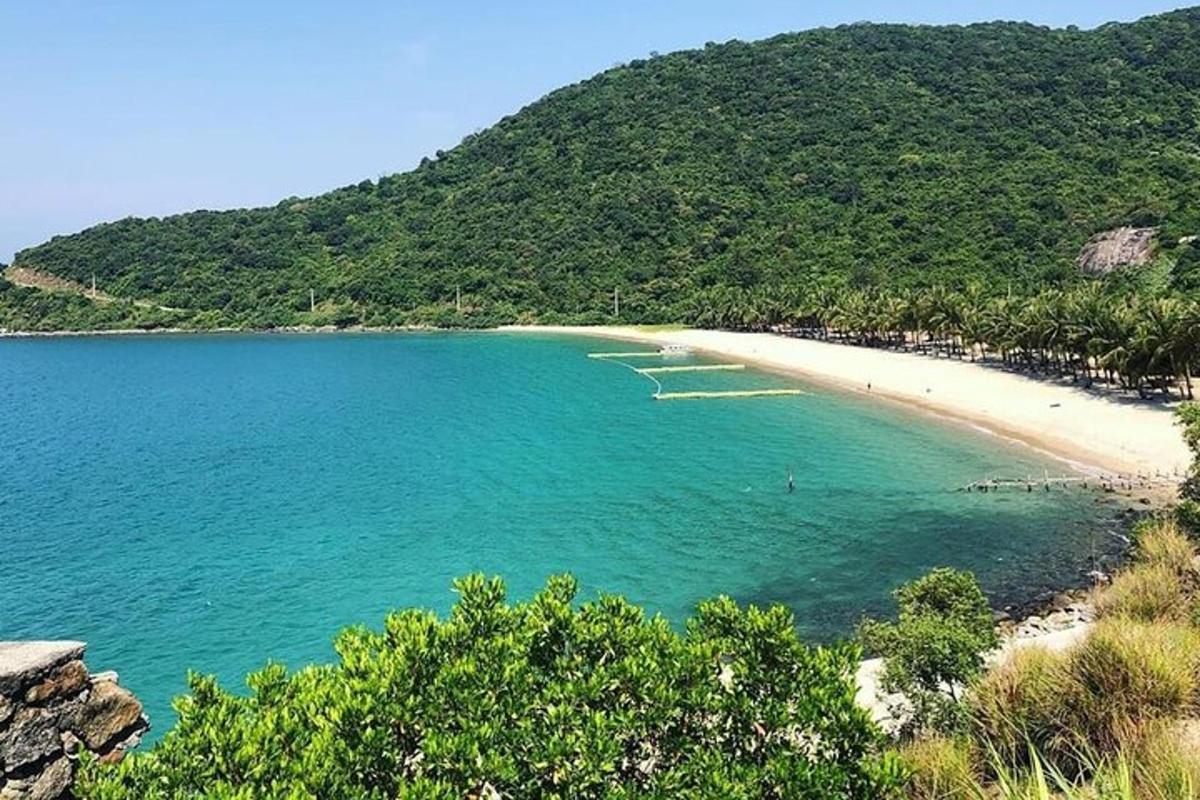 pantai dengan sekelompok orang di dalam air