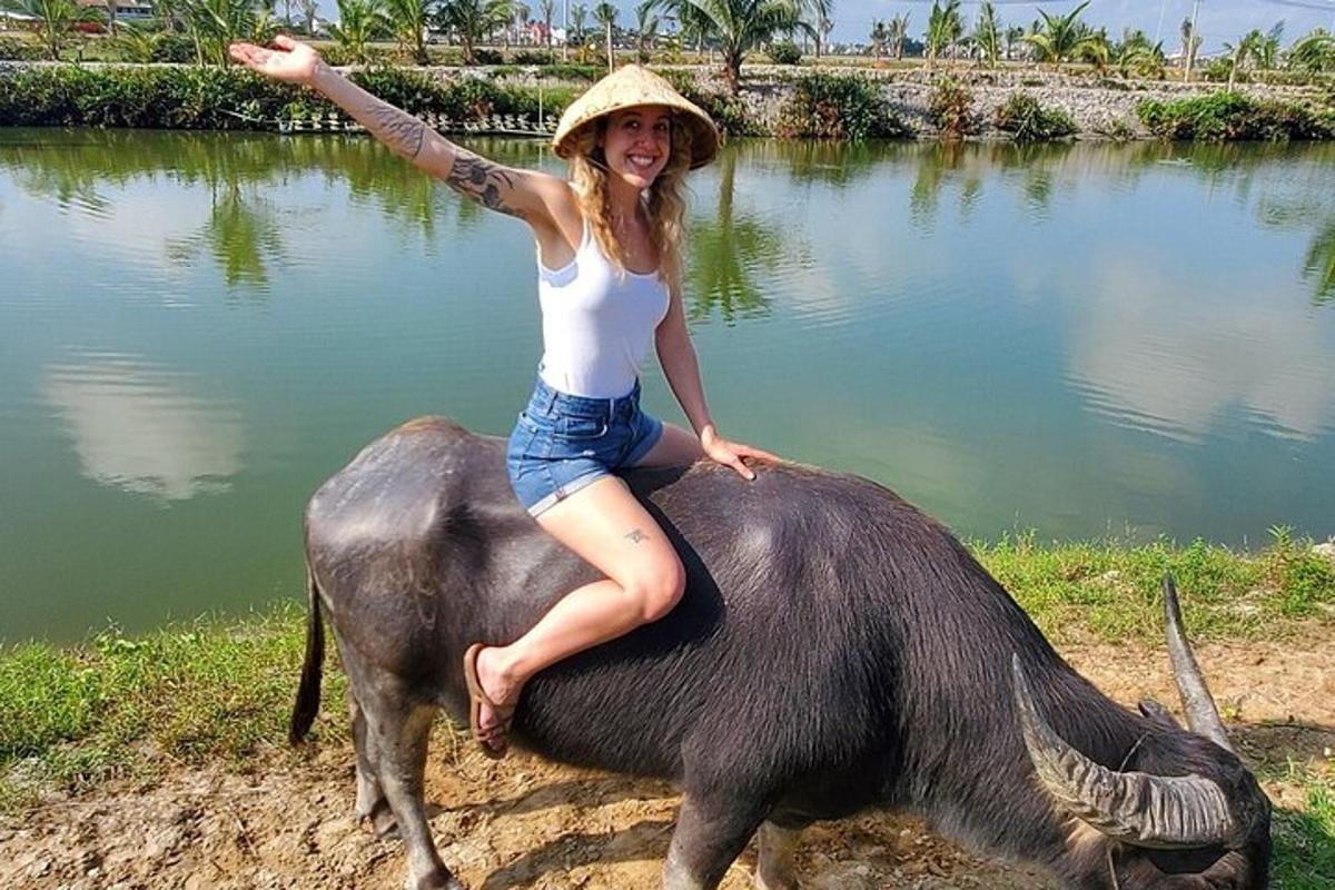 una donna è seduta sul dorso di un elefante