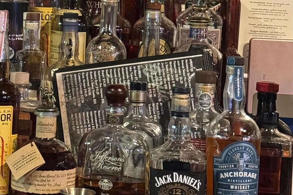 a display of bottles of alcohol on a table