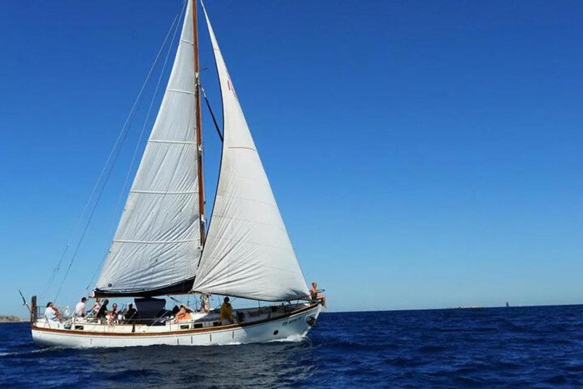 Un grupo de personas en un velero en el océano.
