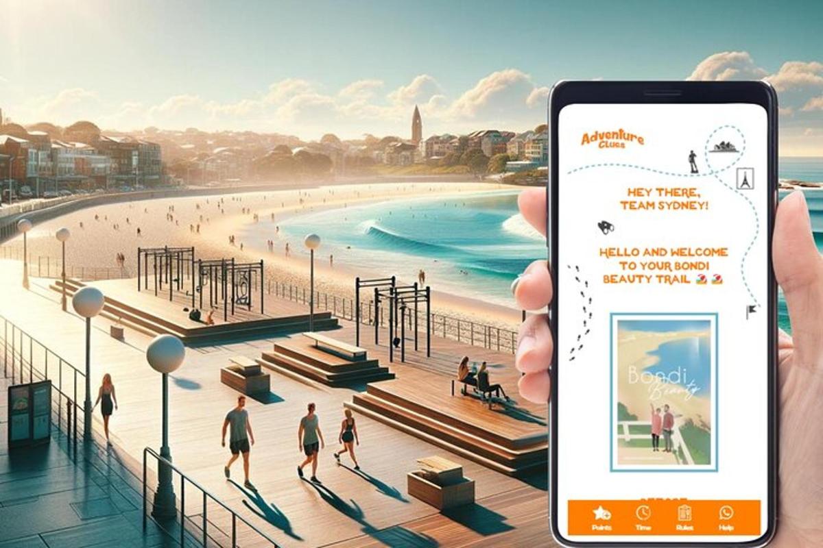 een persoon die een mobiele telefoon vasthoudt voor een strand