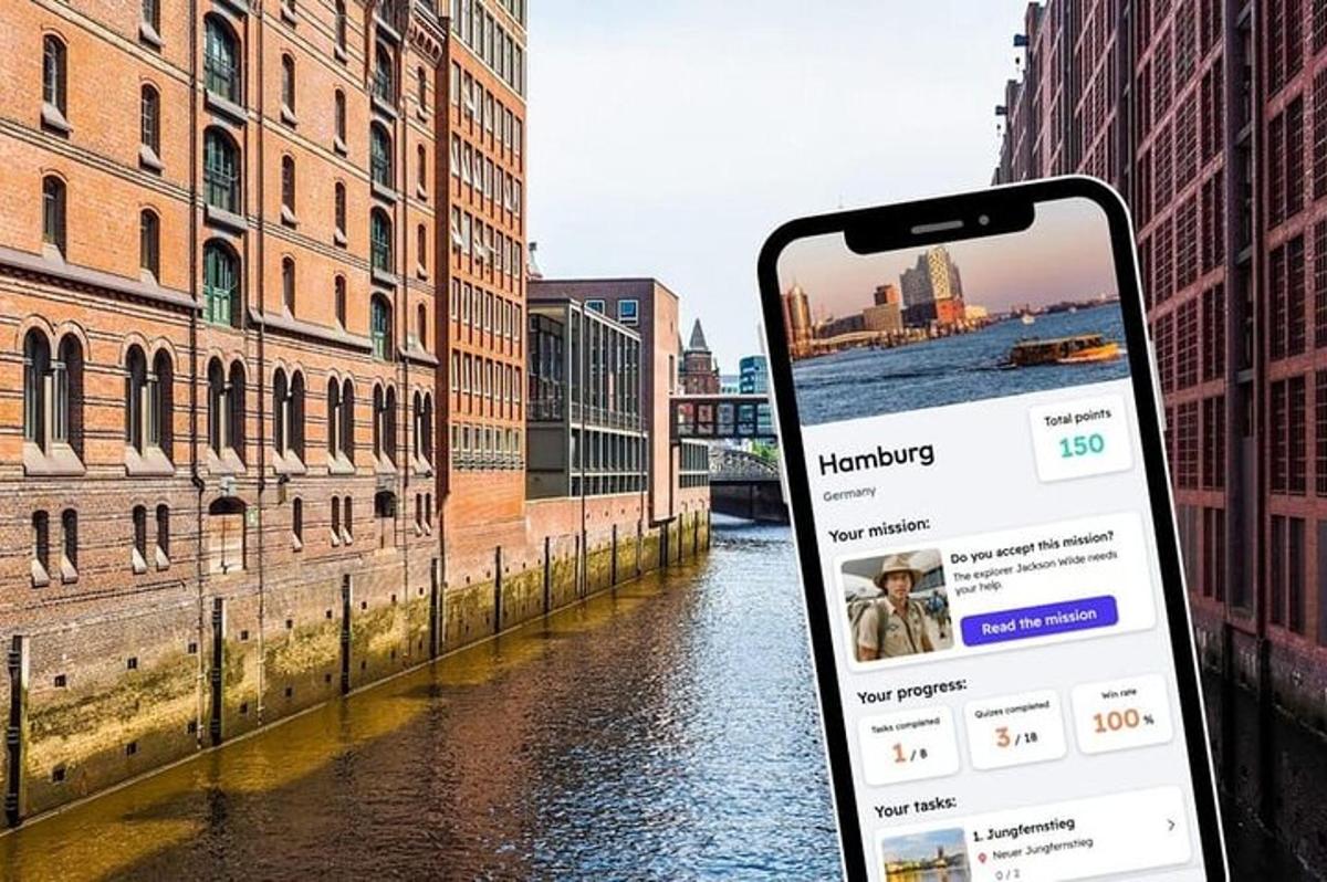 egy mobiltelefon egy folyó előtt, épületekkel