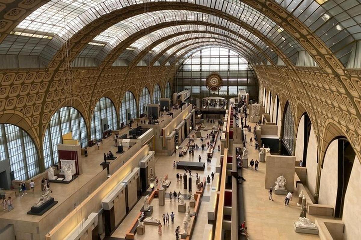 a large building with a crowd of people in it