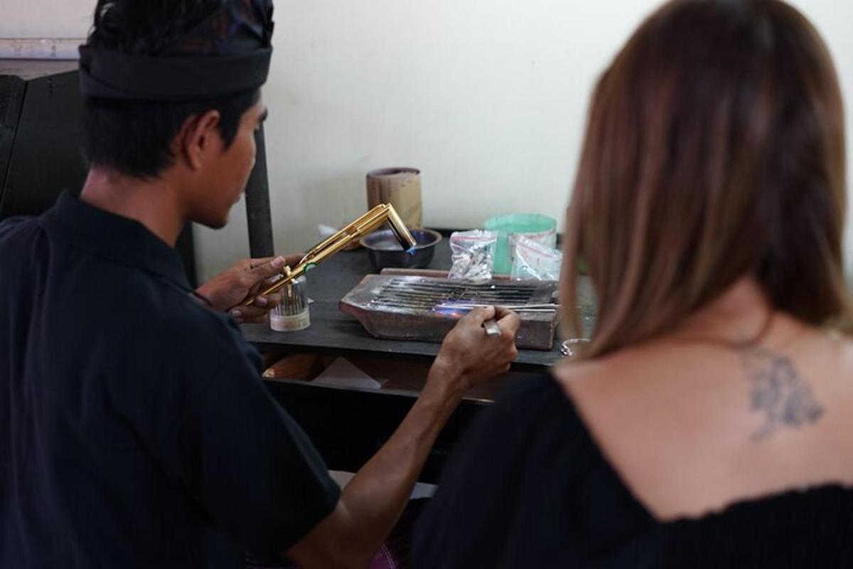 a man and a woman sitting at a table playing a saxophone