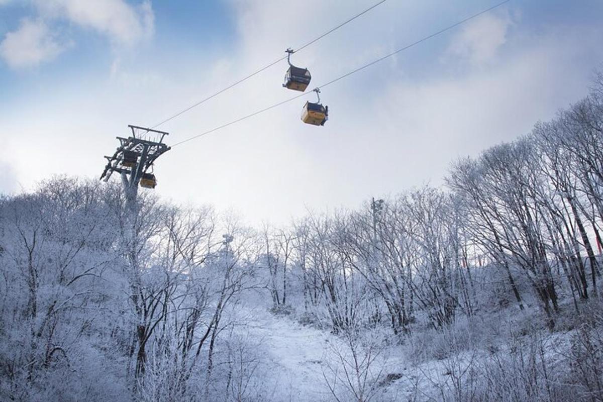 due seggiovie su uno skilift nella neve