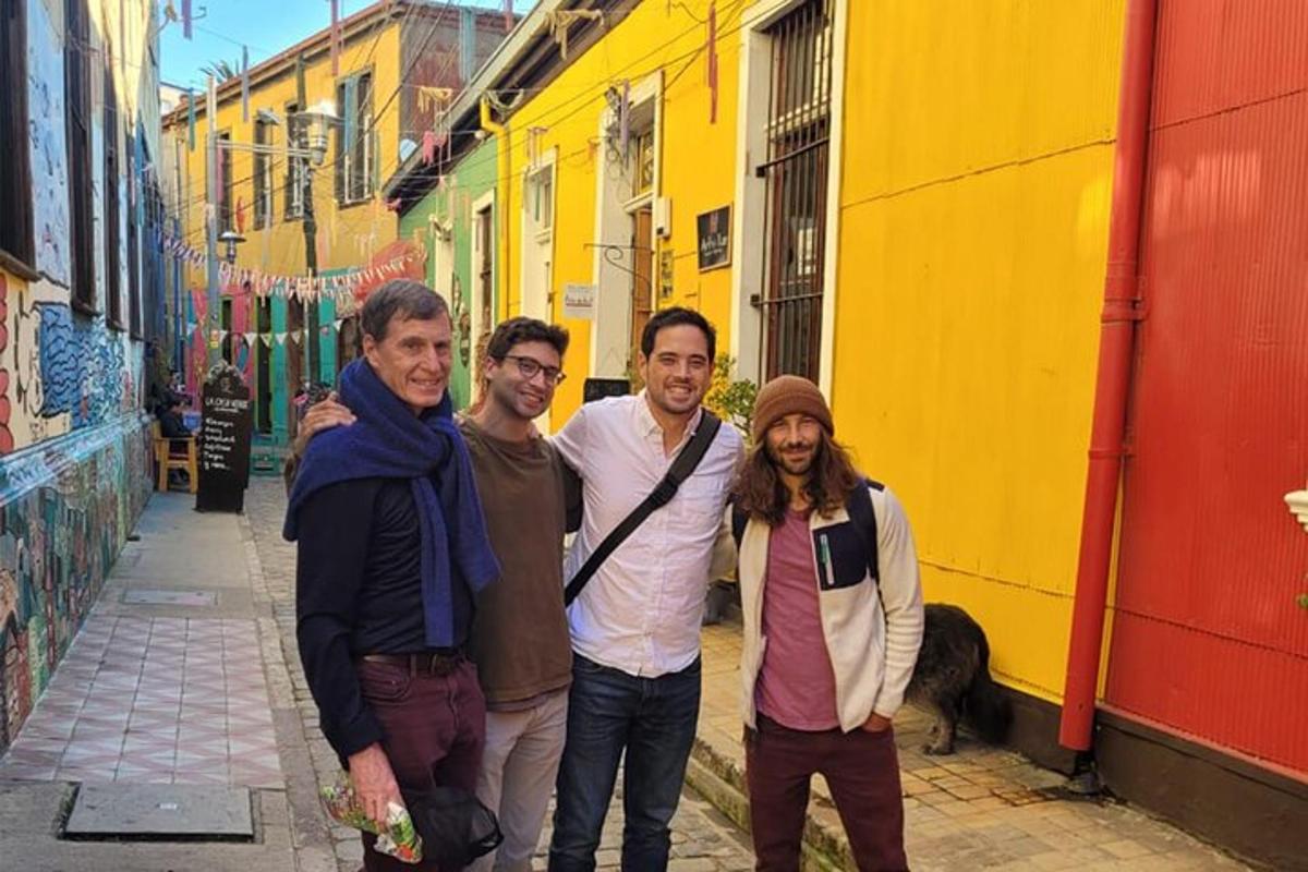 a group of people standing on a street