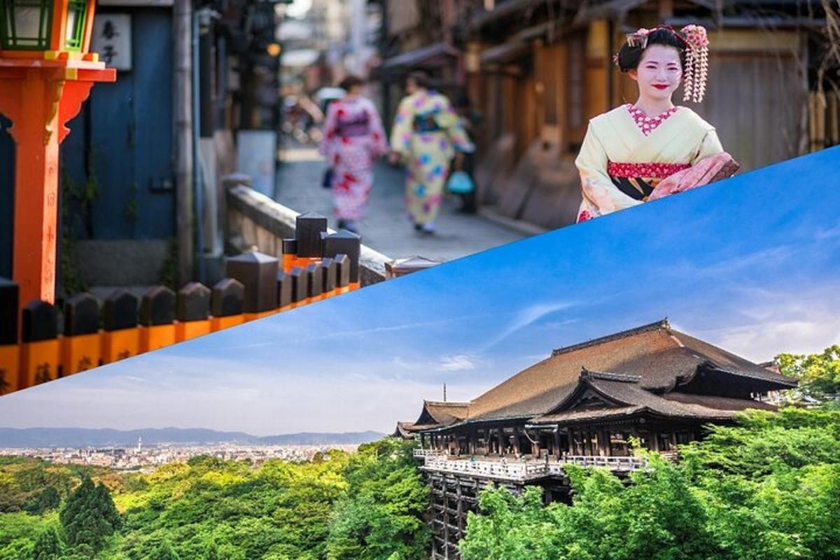 un collage de dues fotografies d'una dona i un edifici