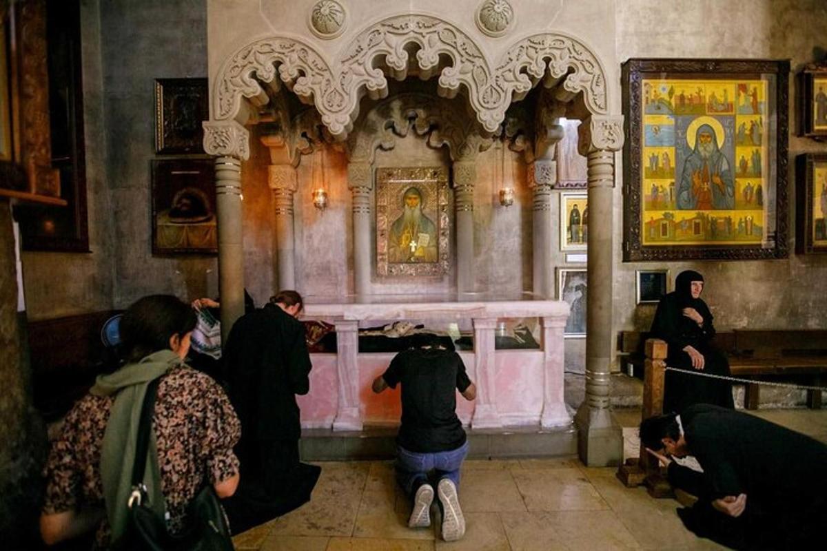 a group of people standing around a altar in a church