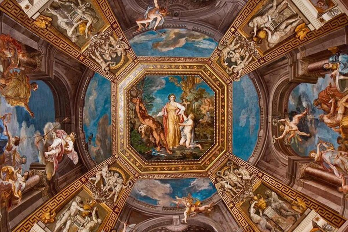 a ceiling with paintings on the ceilings of a building