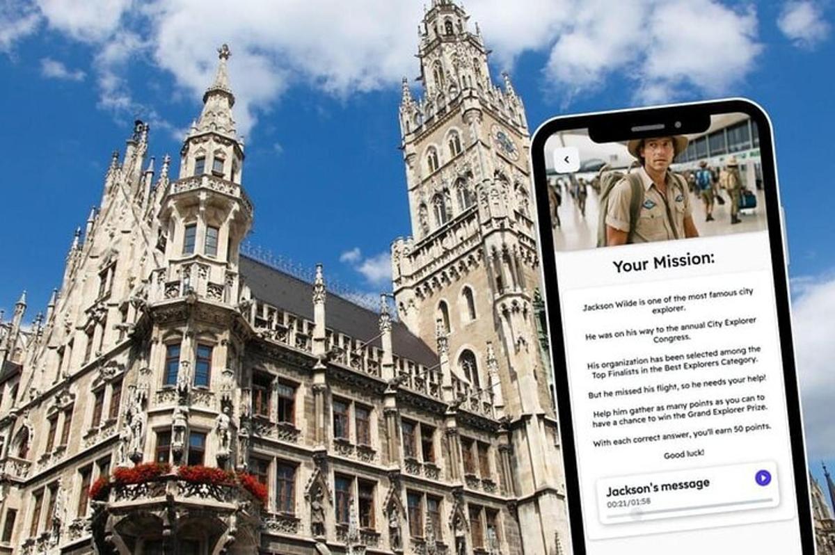 mobilní telefon před velkou budovou