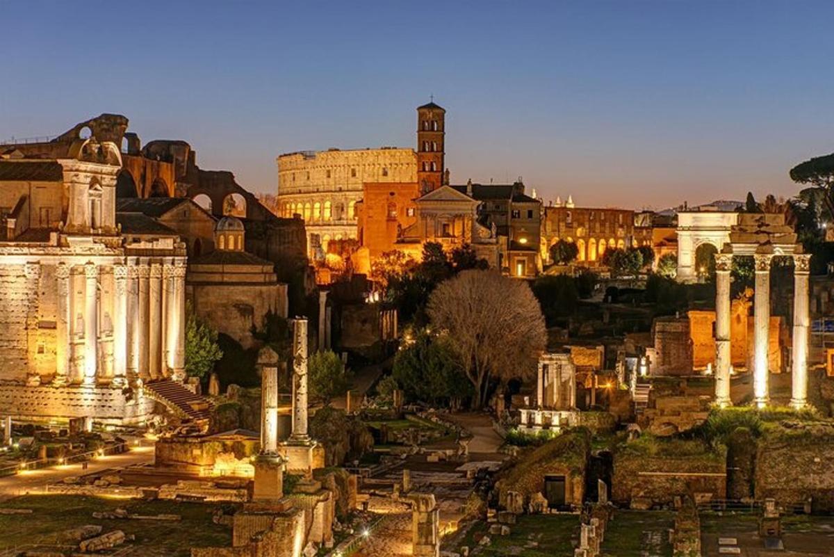 a view of the ancient city at night