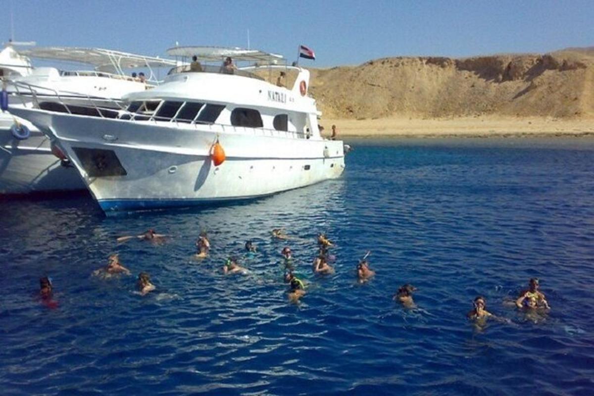 un grup de oameni care înoată în apă lângă o barcă