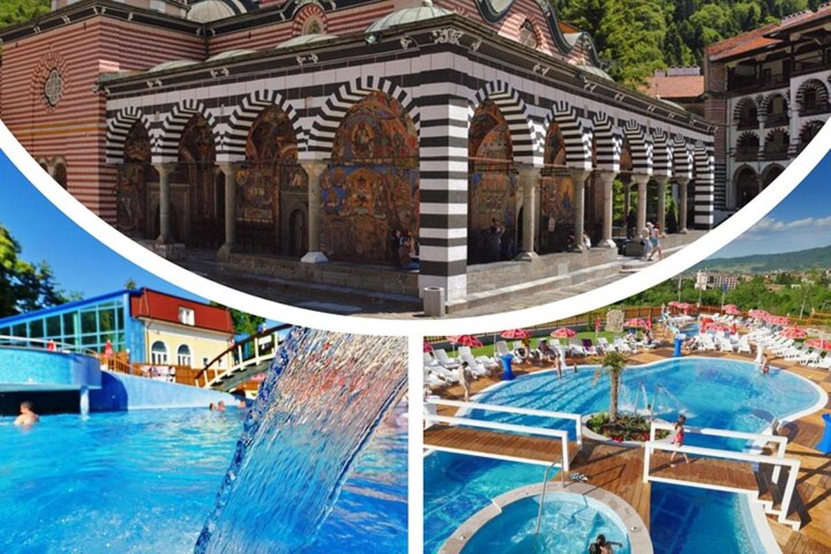 eine Collage aus Fotos eines Wasserparks
