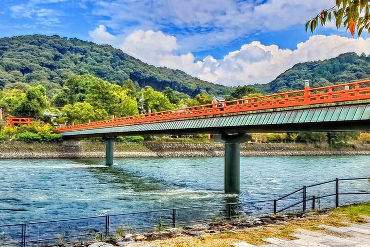 a bridge over a river with a train on it