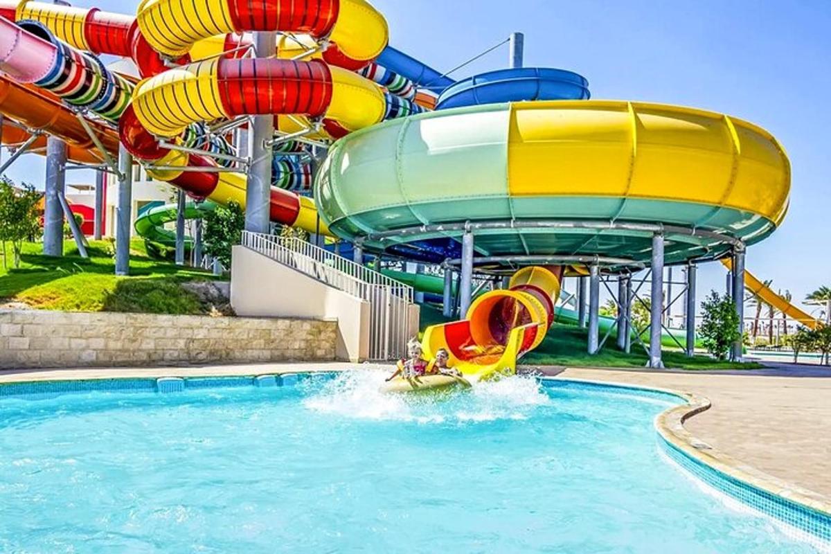a water park with a water slide