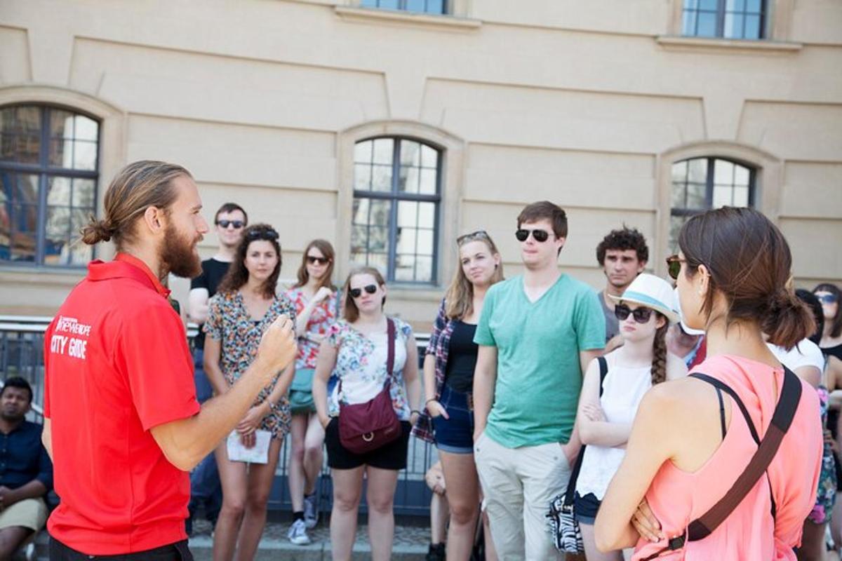 a group of people standing in front of a building