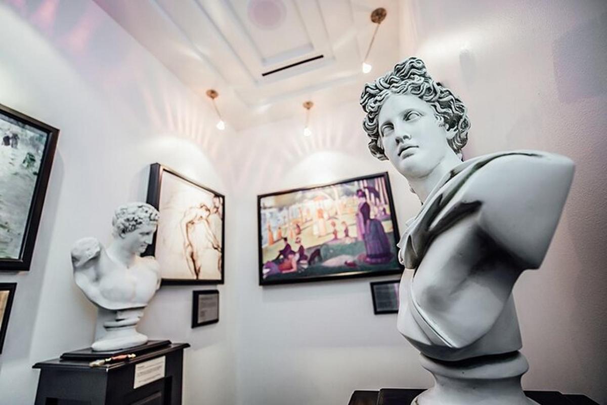 a statue of a woman in a museum display