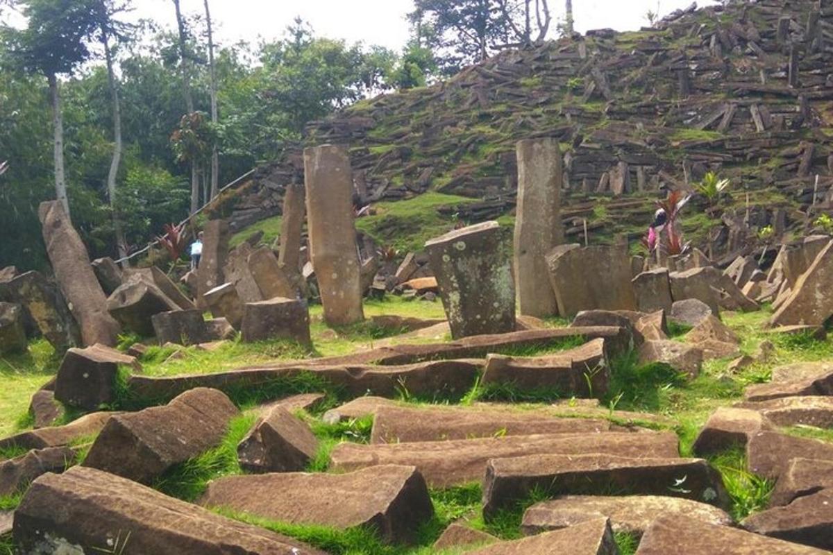 một đống đá lớn trong một cánh đồng