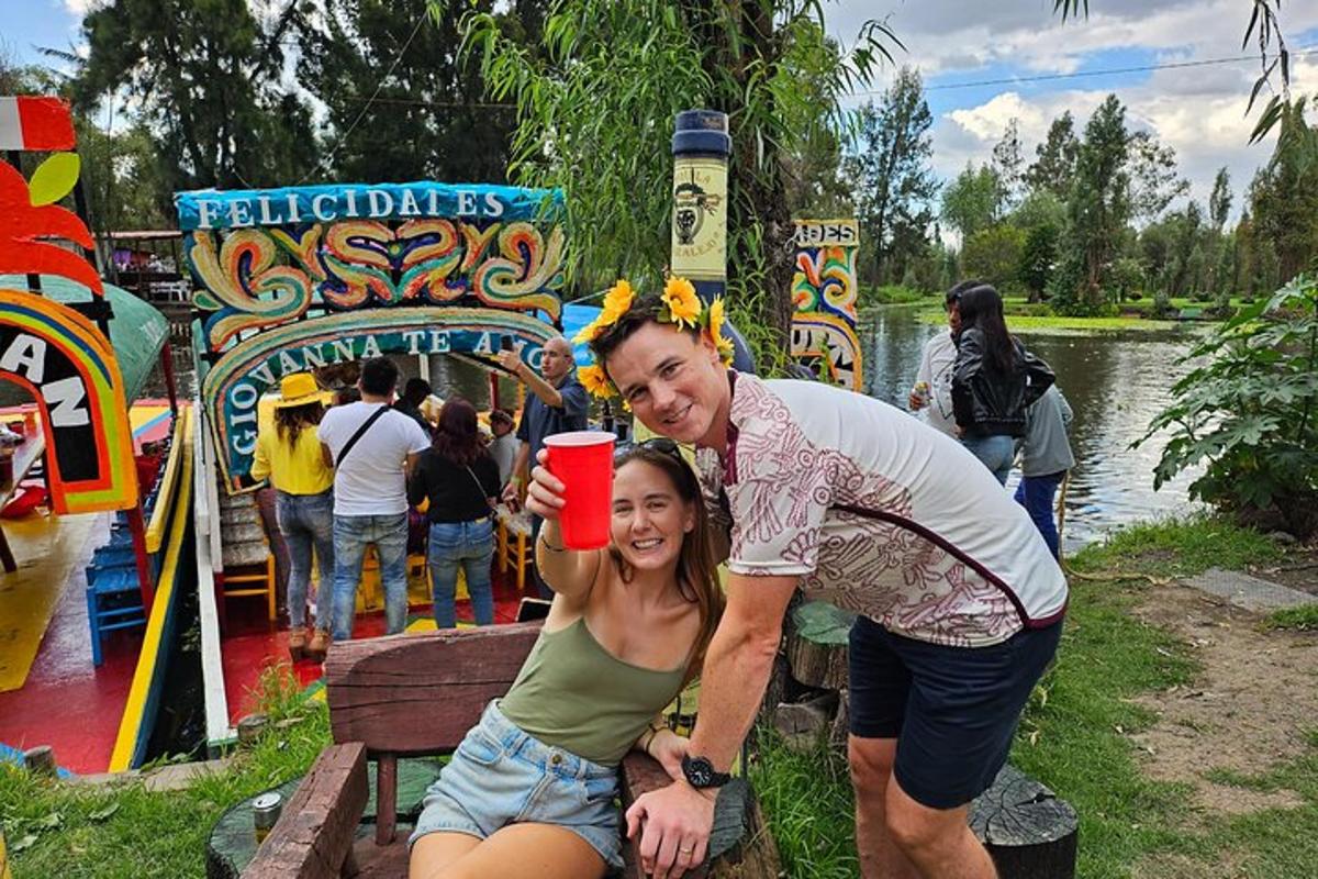 a man and woman posing for a picture at a fair