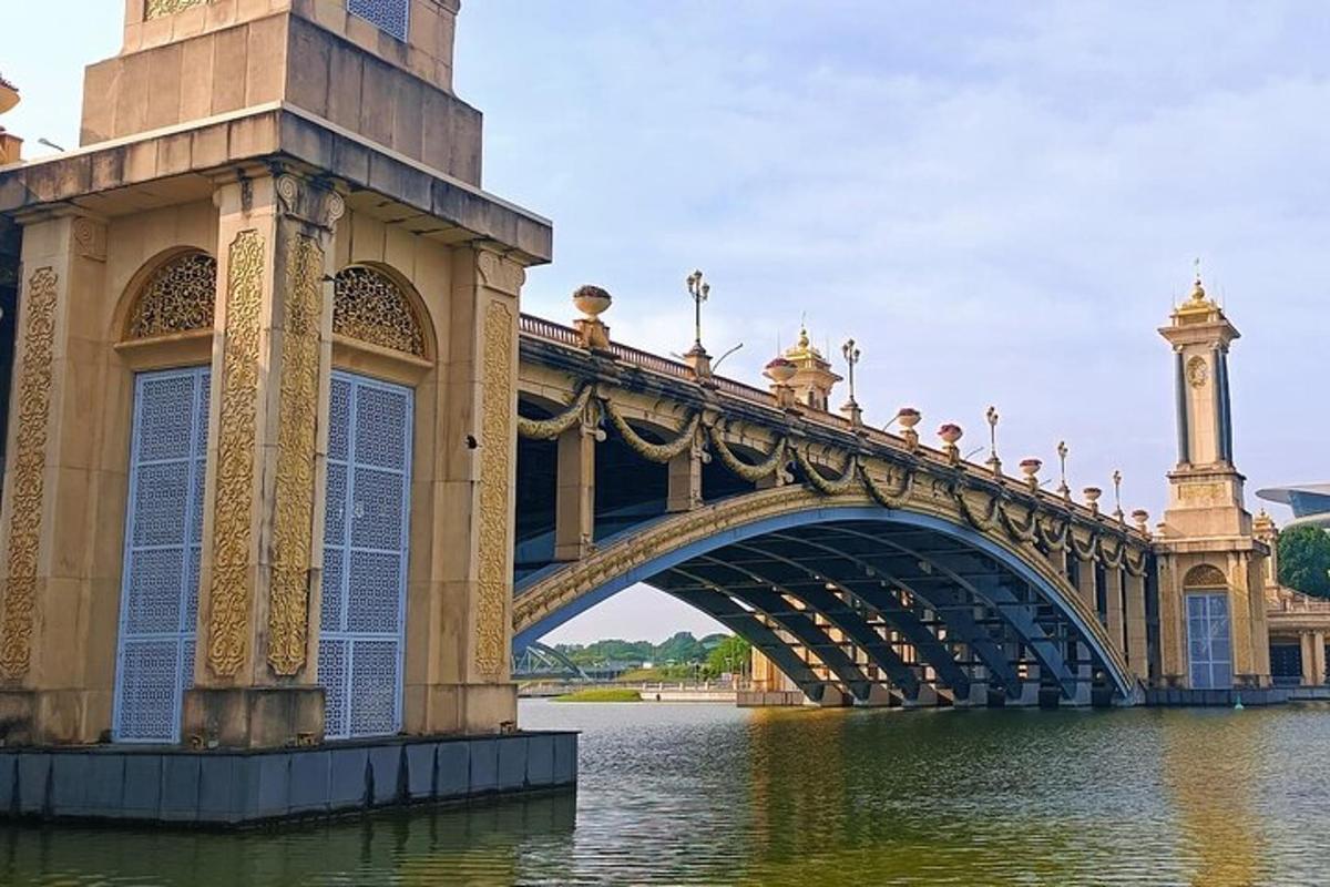 a bridge over the water with people on it