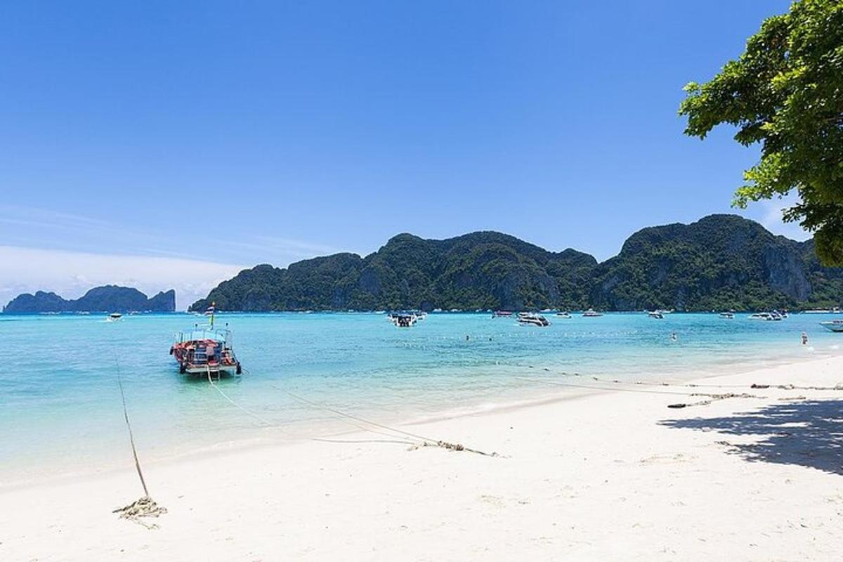 um barco na água em uma praia
