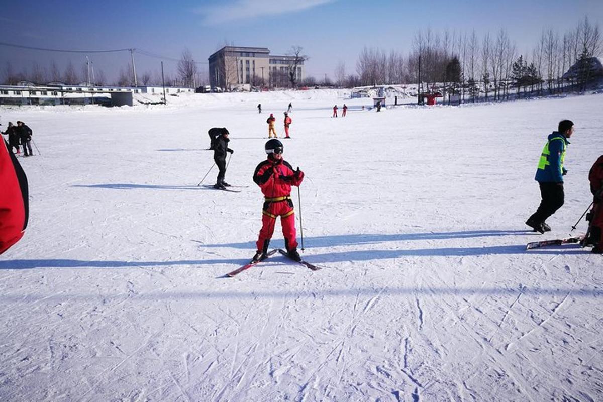 a group of people on skis in the snow