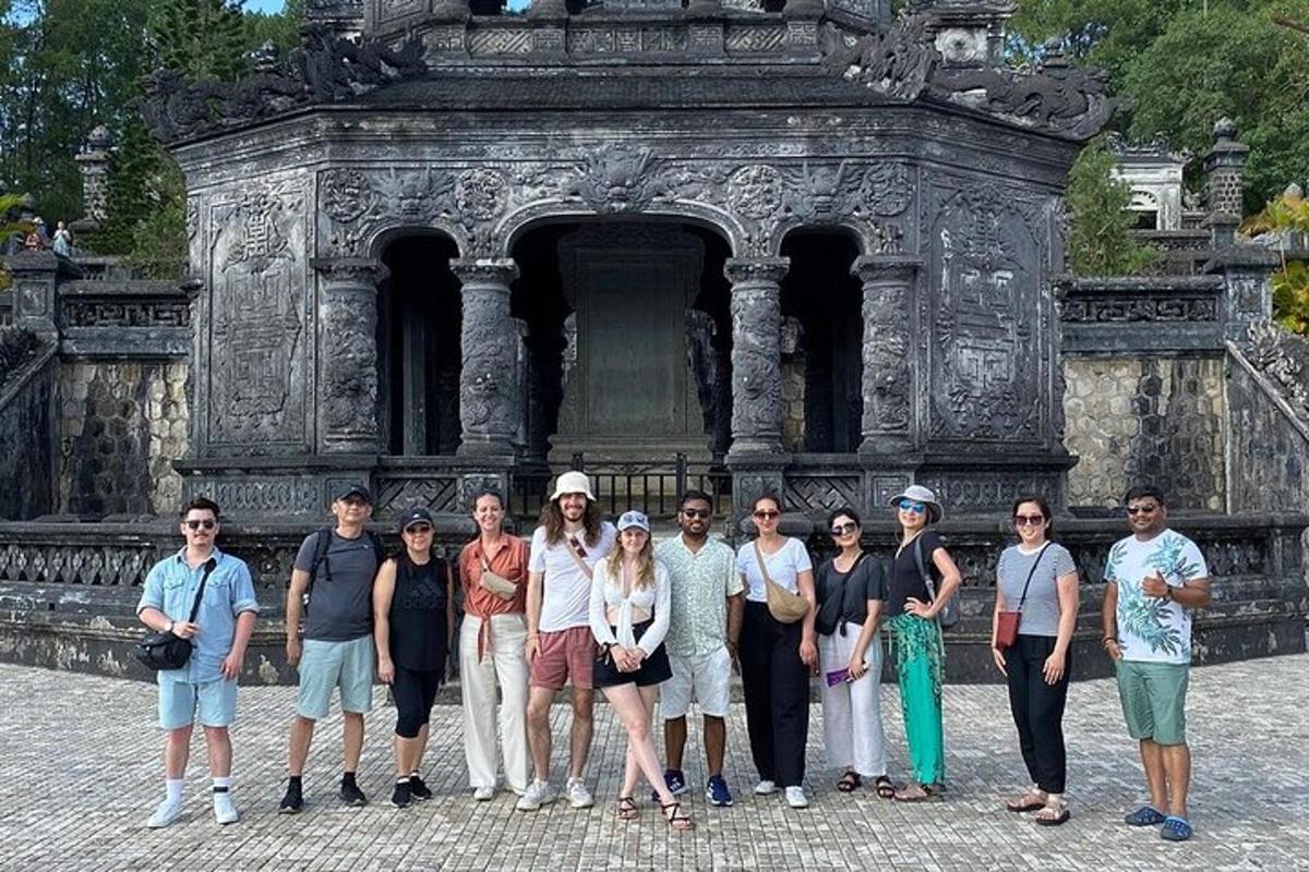a group of people standing in front of a building