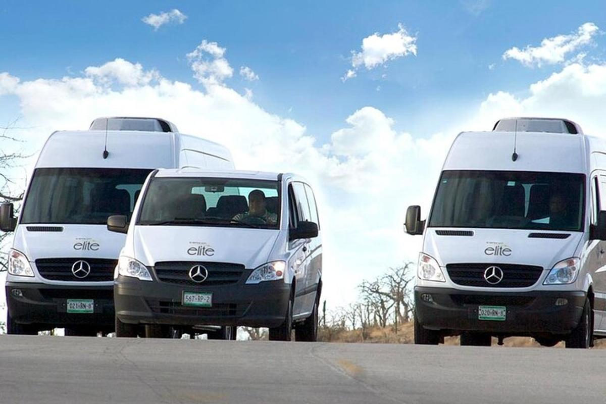 three white vans parked in a parking lot