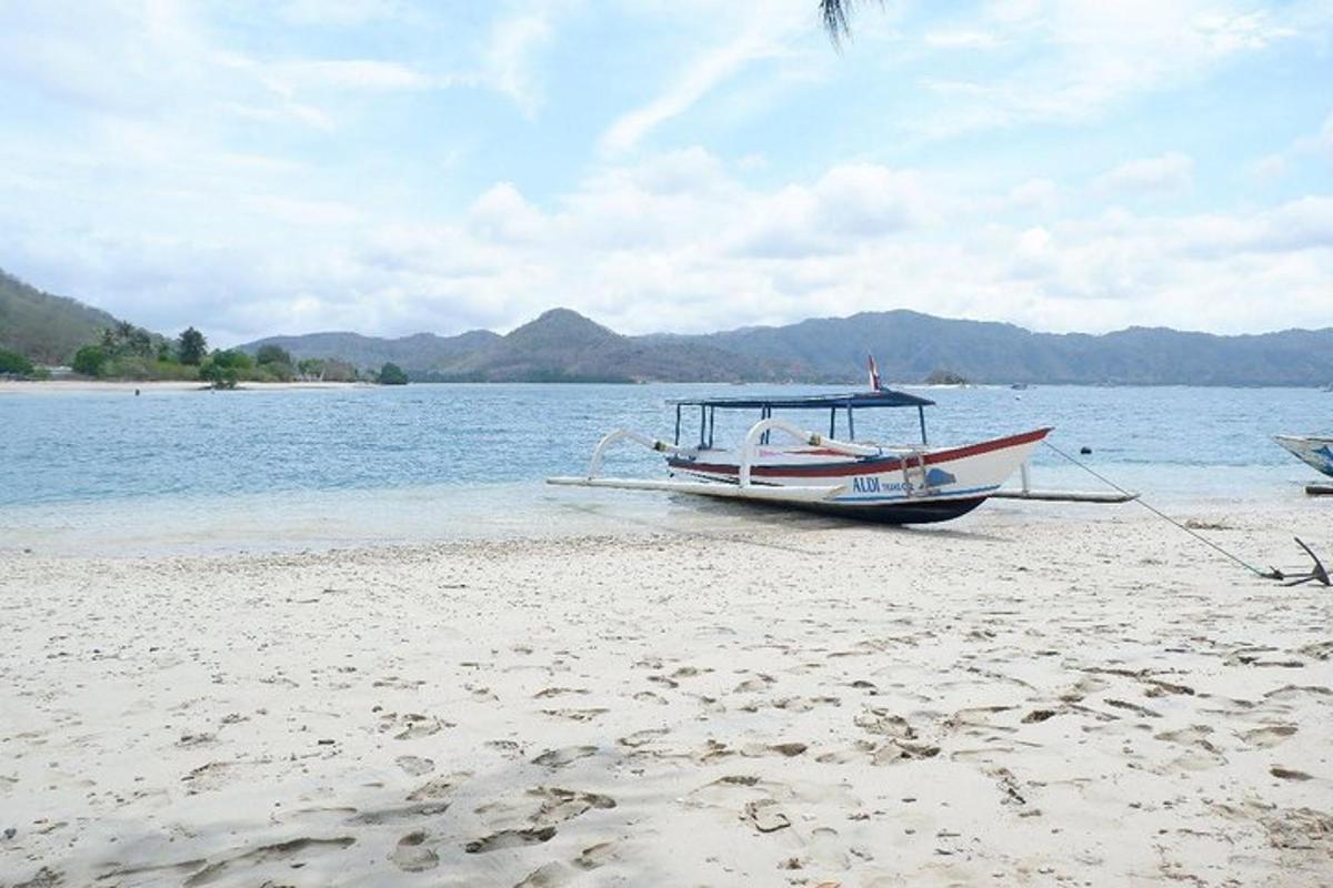 un barco sentado en la orilla de una playa