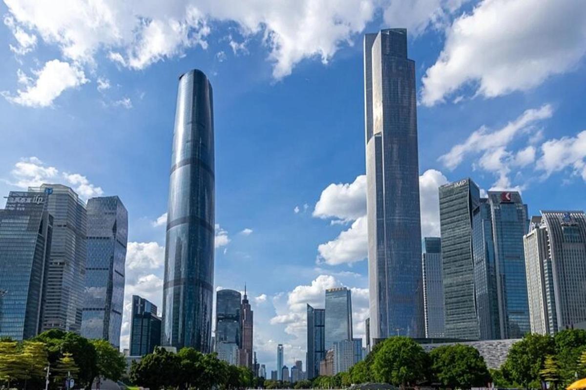 a group of tall buildings in a city