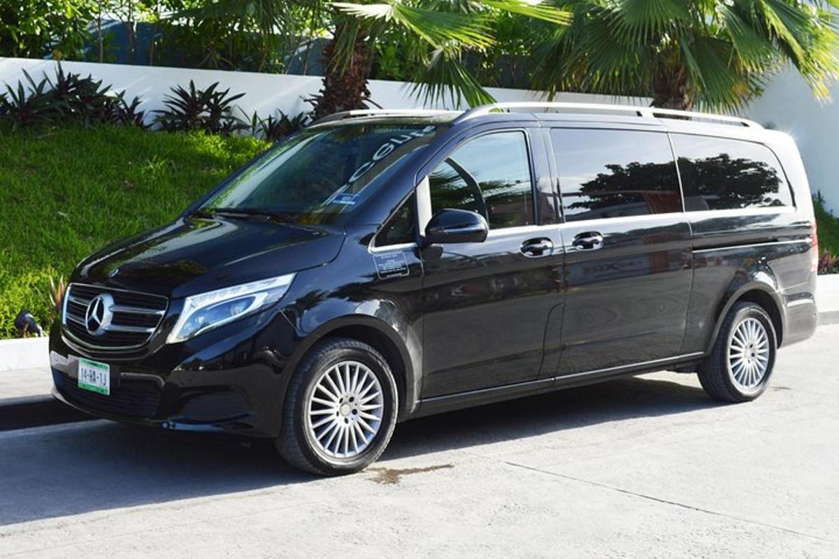 črn kombi parkiran ob strani ulice