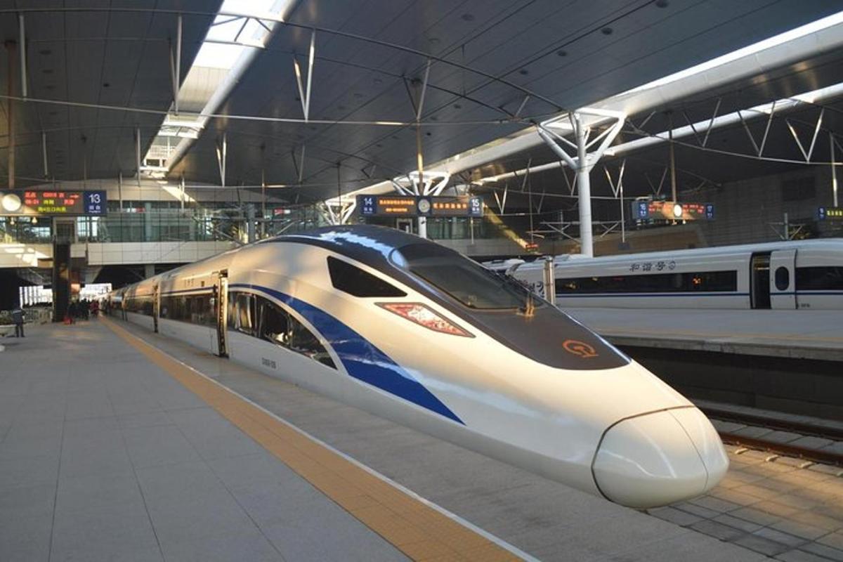 a train is parked in a train station