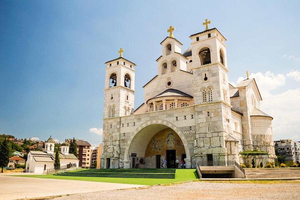 a large white church with two towers on top