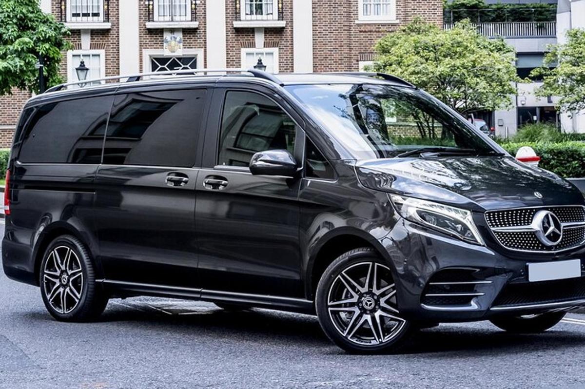 a black van parked in a parking lot