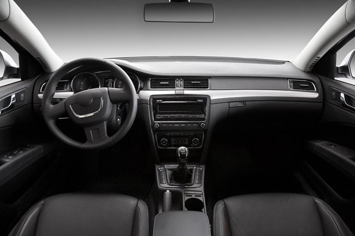 a view of the dashboard of a car