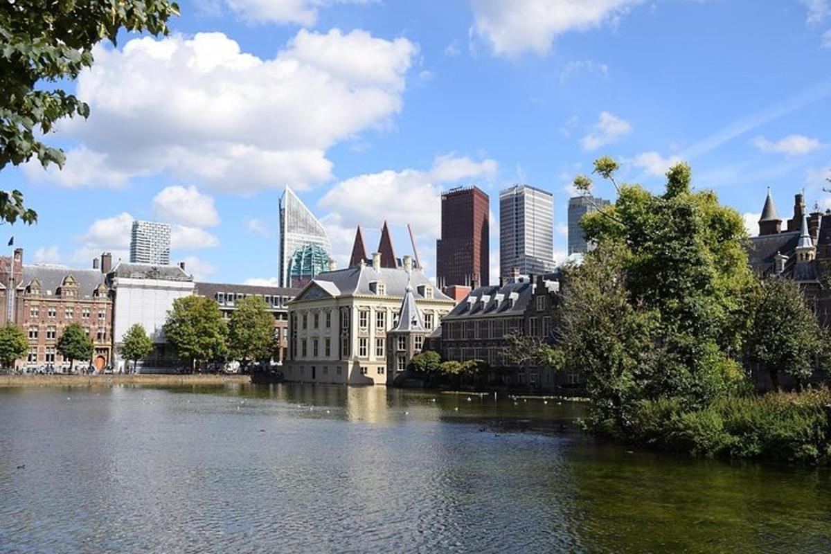 a view of a city with a river and buildings