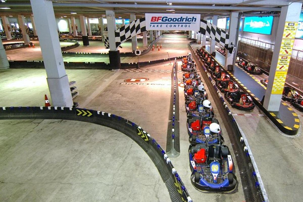 a row of motorcycles on display in an airport
