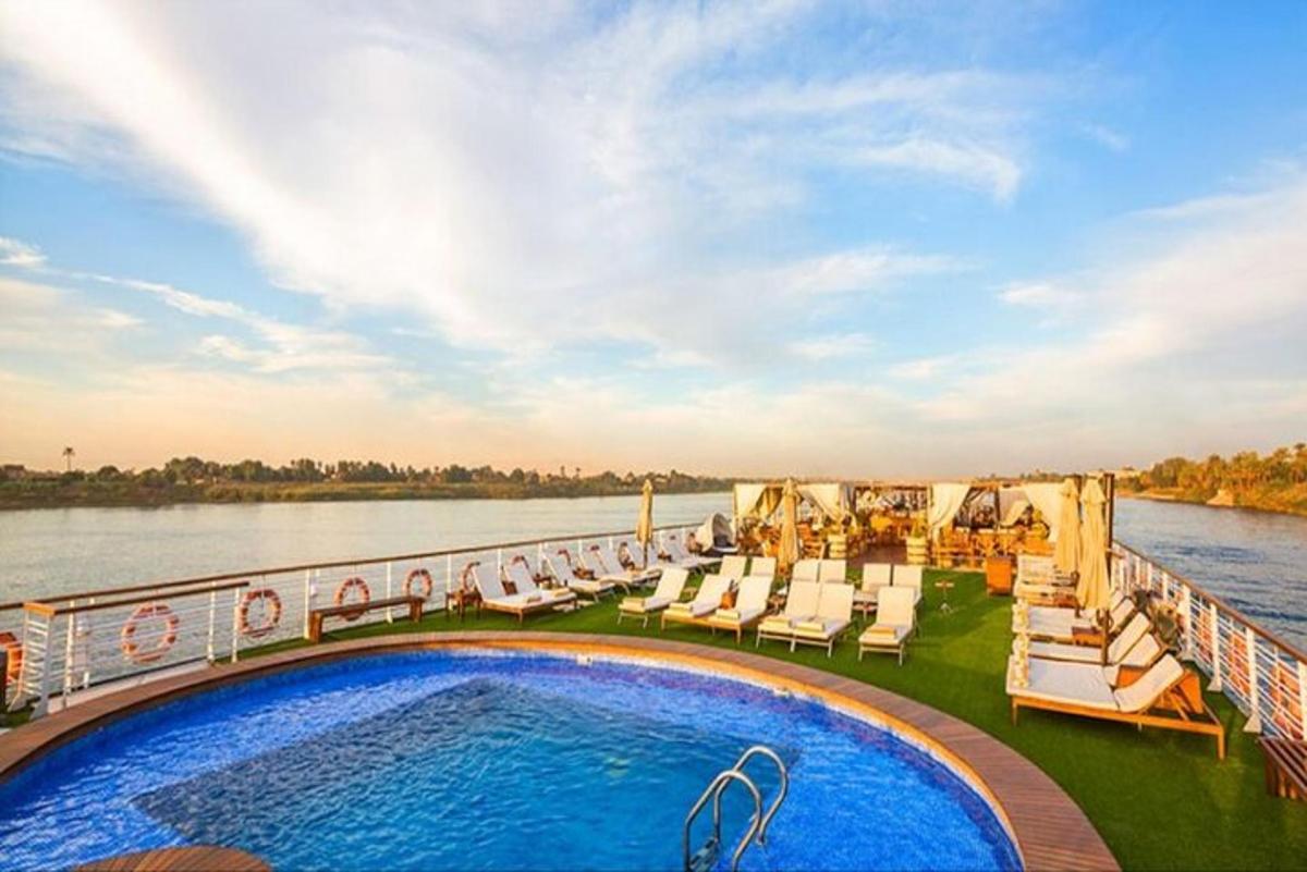 a pool on the deck of a cruise ship