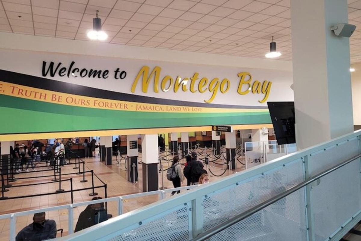 a welcome to morocco bay sign in an airport
