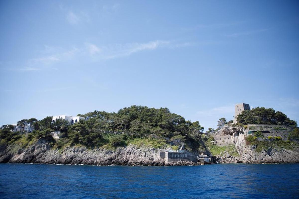 un'isola nell'acqua con un castello sopra