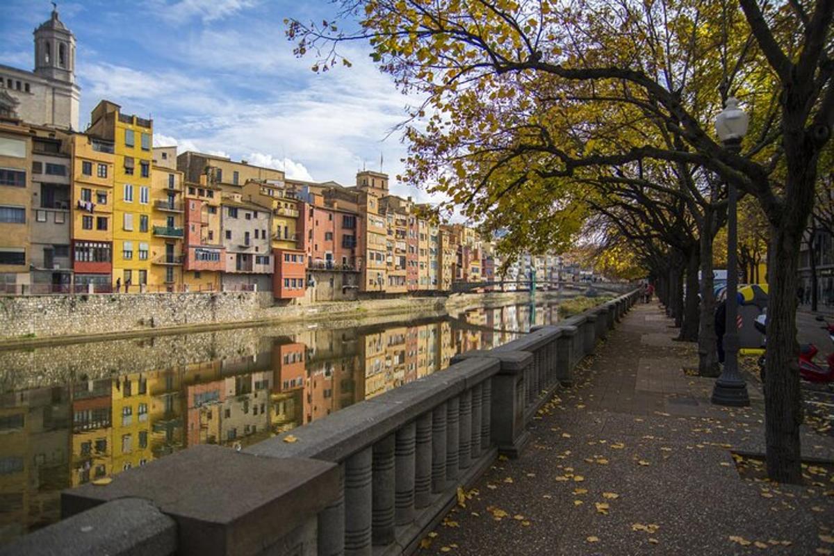 un fiume in una città con edifici e alberi