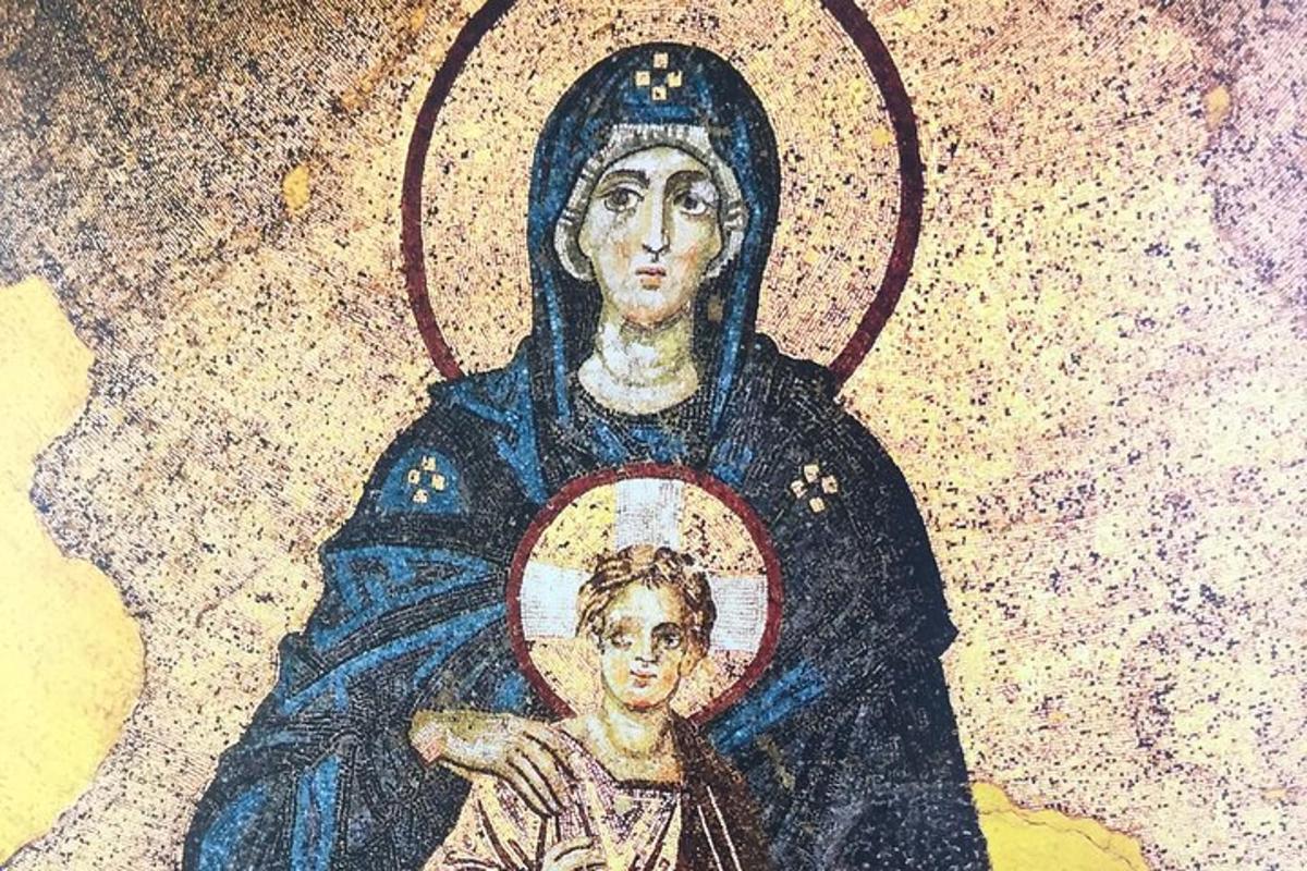 Mosaiik mehest ja naisest peegliga