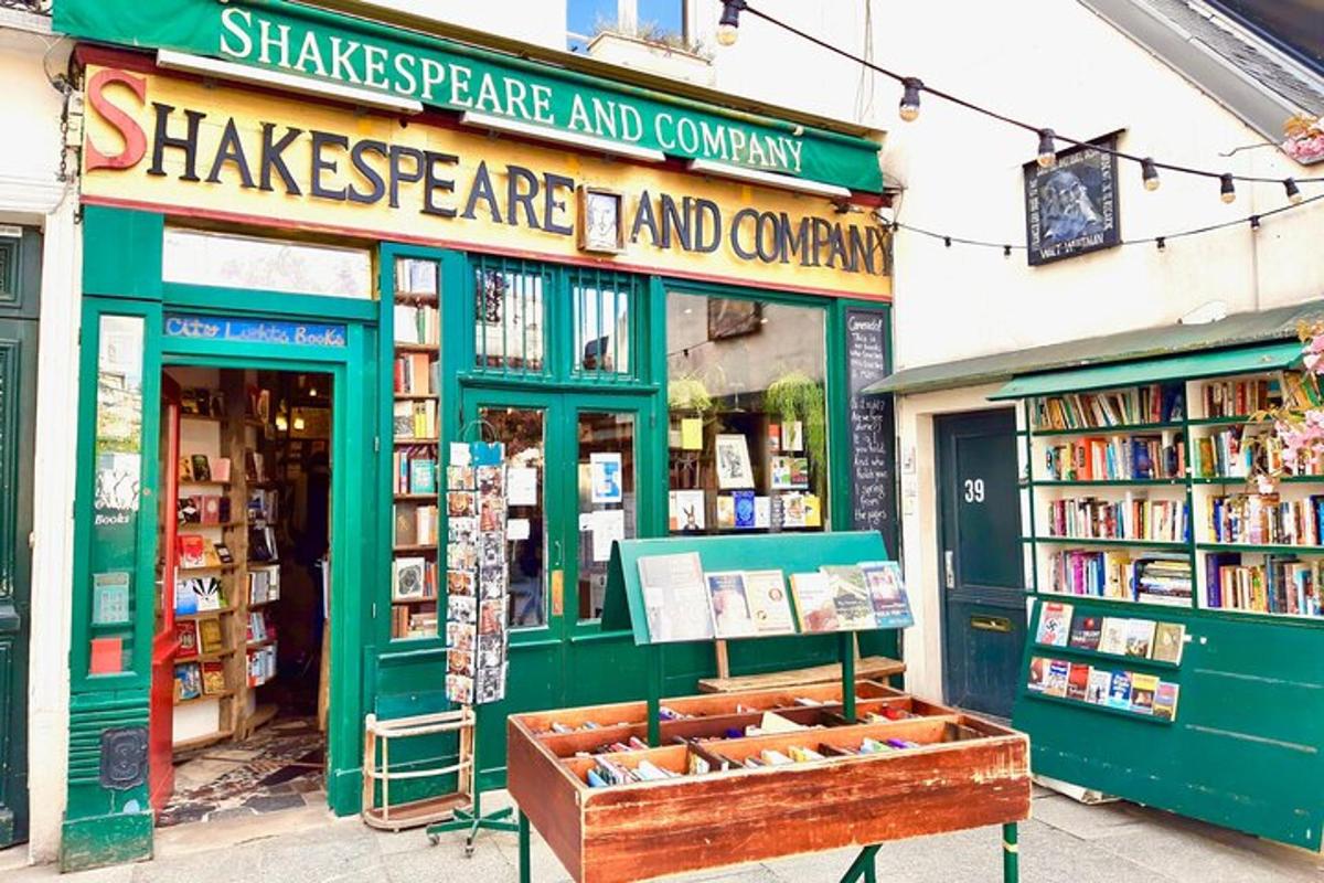 a book store with a bench in front of it