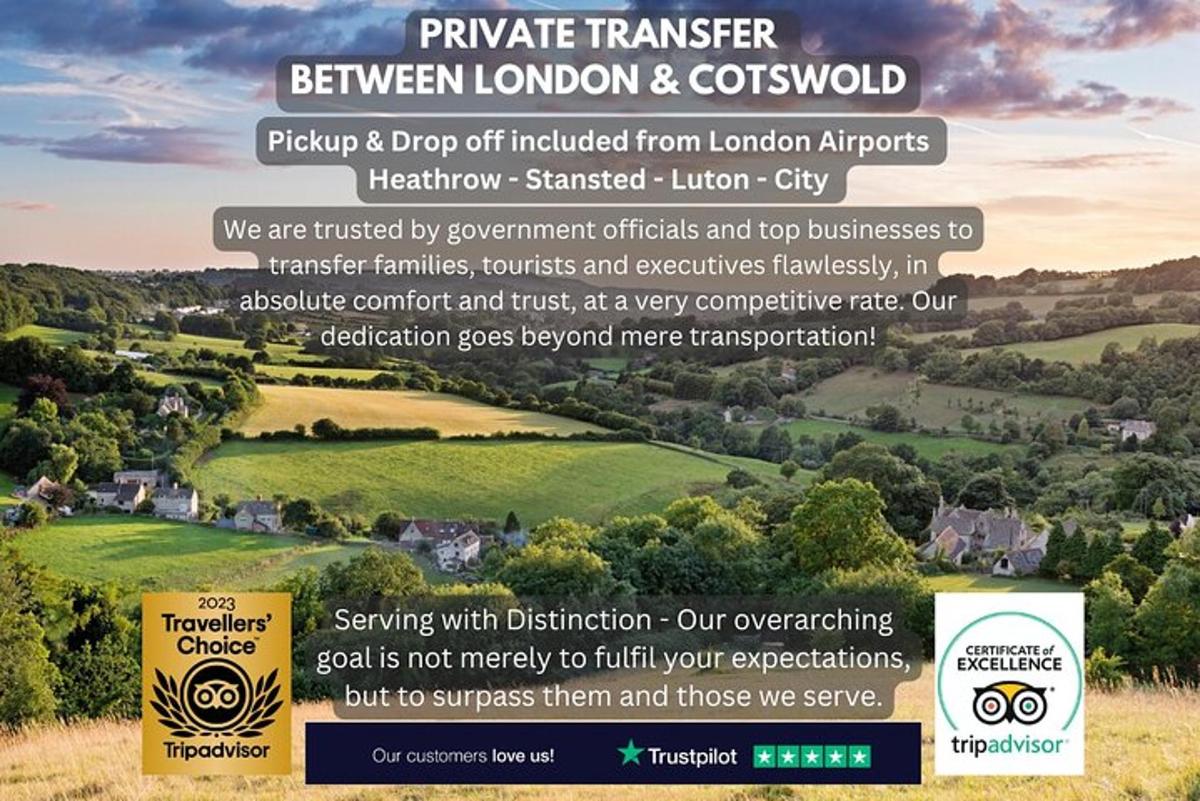 Flaier Londoni ja Cotswoldsi vahelise privaattranspordi jaoks