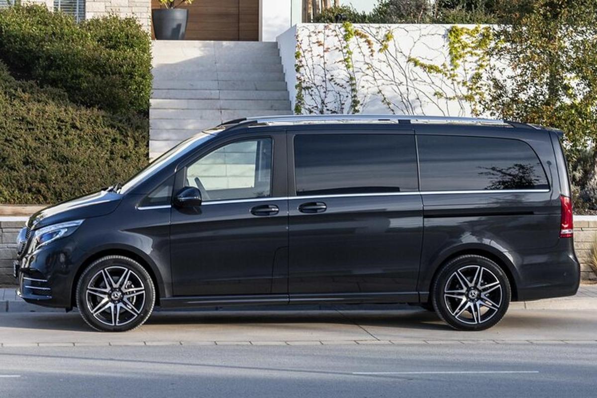 a black van parked on the side of a street