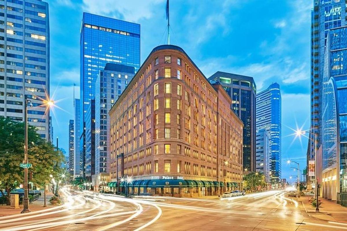 a building on a city street with buildings