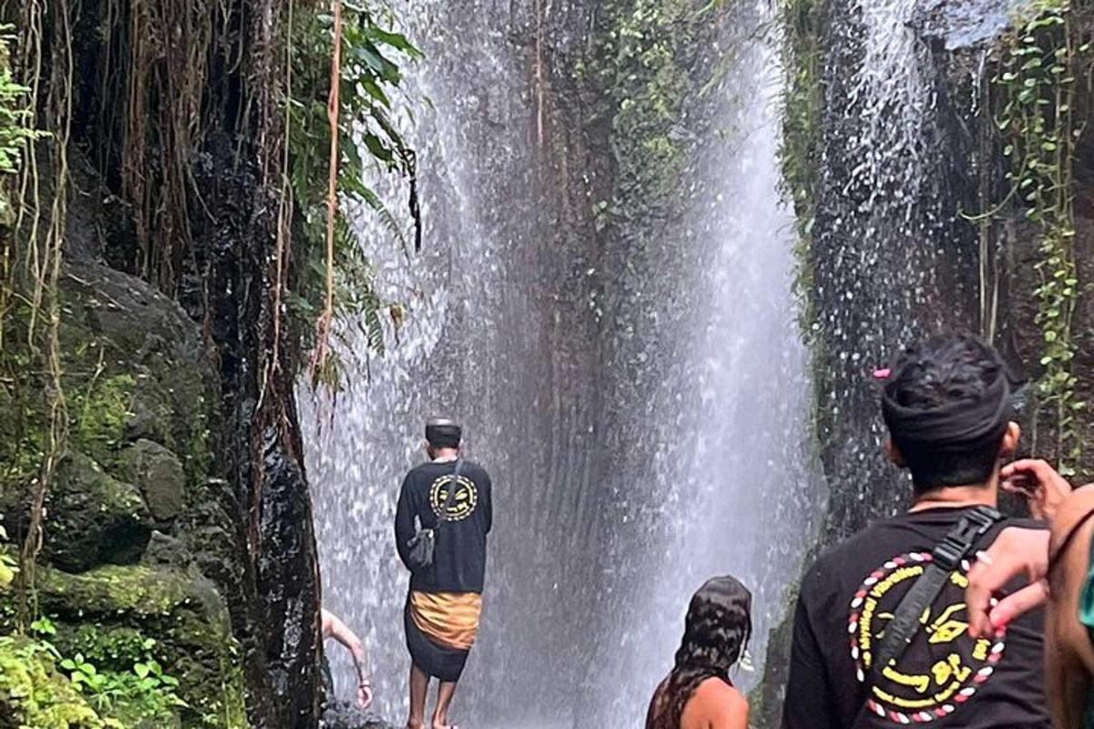 un grup de persones dempeus davant d'una cascada